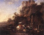 BERCHEM, Nicolaes Rocky Landscape with Antique Ruins painting